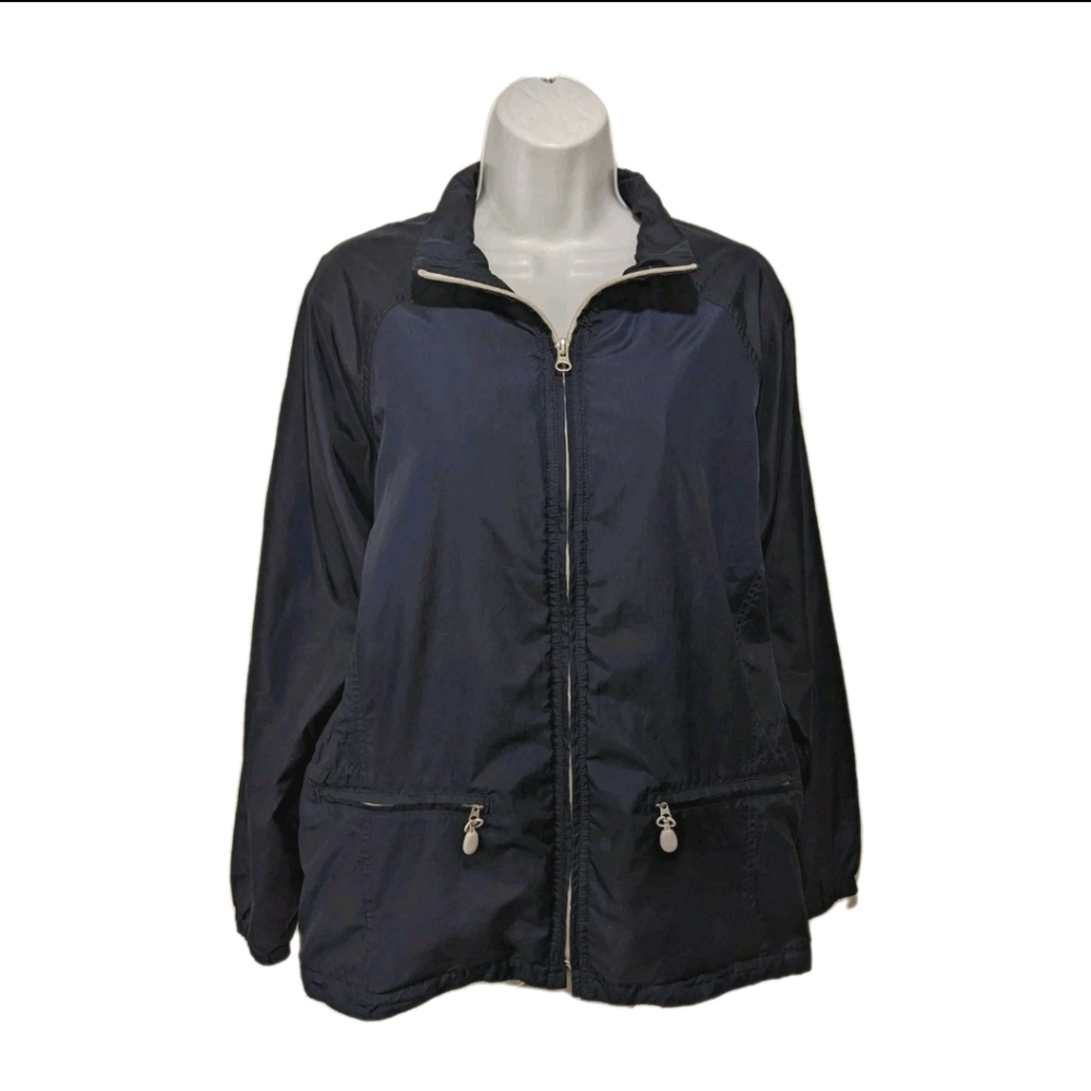 Eddie Bauer Windbreaker Jacket L Blue Outdoor #5300